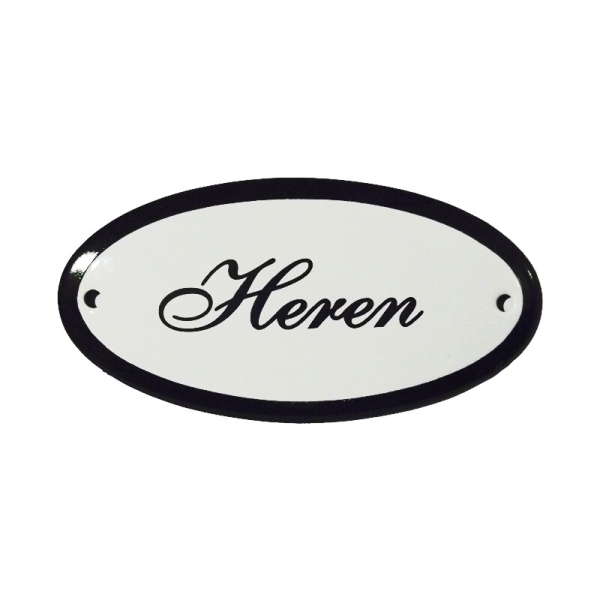 Emaille deurbordje met de tekst 'Heren'.