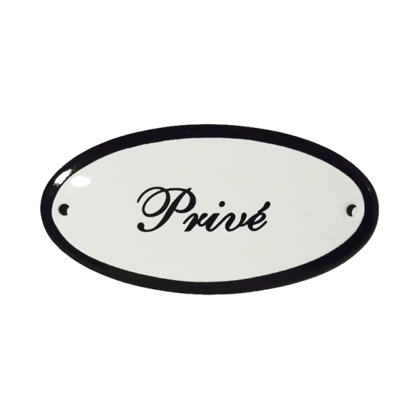 Emaille deurbordje met de tekst 'Privé'.