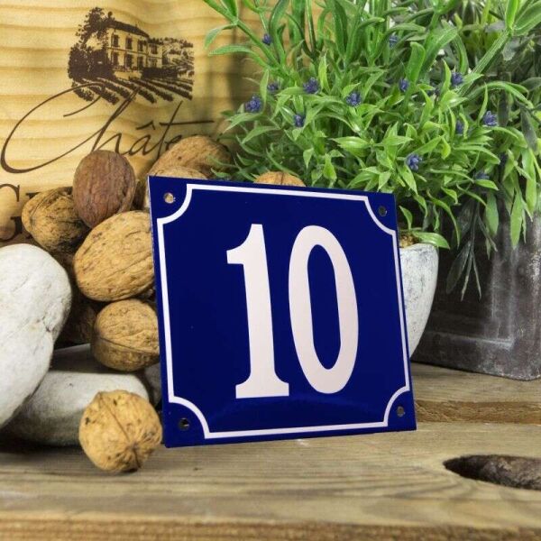 Huisnummerbord groot blauw nummer 10