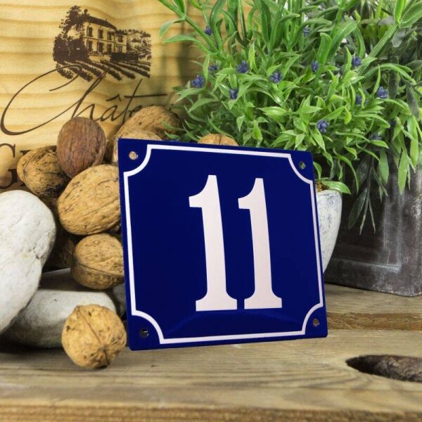 Huisnummerbord groot blauw nummer 11