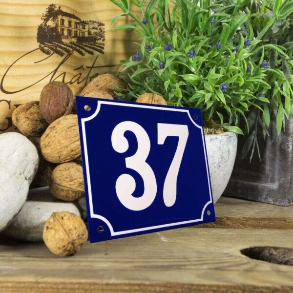 Huisnummerbord groot blauw nummer 37