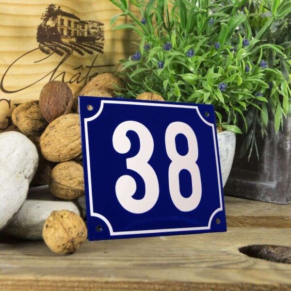 Huisnummerbord groot blauw nummer 38