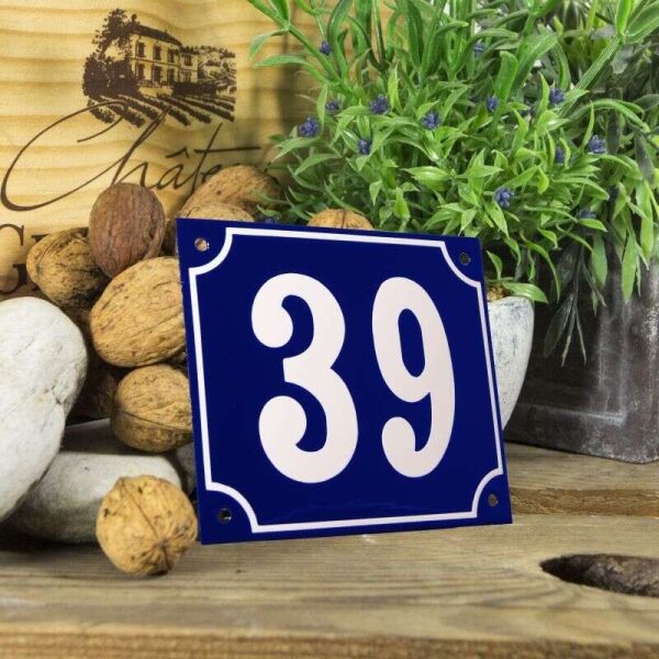 Huisnummerbord groot blauw nummer 39