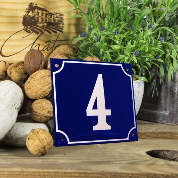Huisnummerbord groot blauw nummer 4