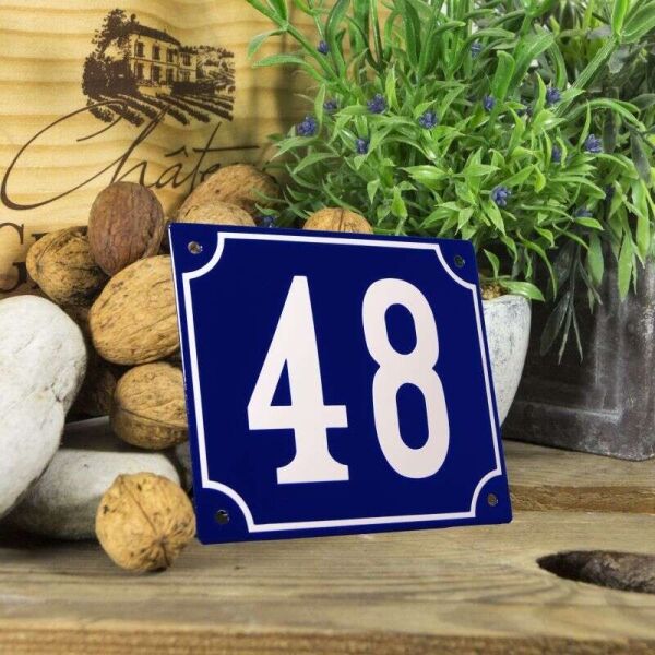 Huisnummerbord groot blauw nummer 48