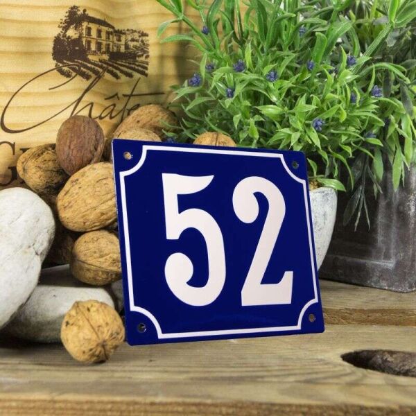 Huisnummerbord groot blauw nummer 52