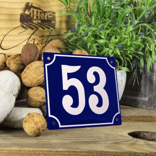 Huisnummerbord groot blauw nummer 53