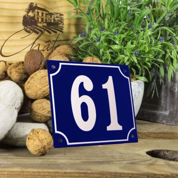 Huisnummerbord groot blauw nummer 61