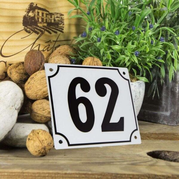 Huisnummerbord groot wit nummer 62