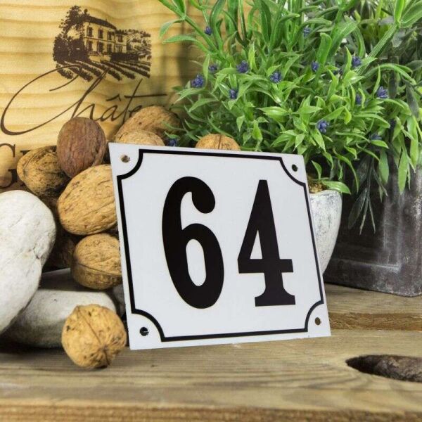 Huisnummerbord groot wit nummer 64