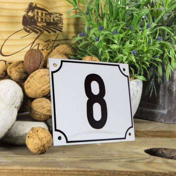 Huisnummerbord groot wit nummer 8