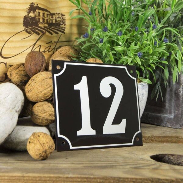 Huisnummerbord groot zwart nummer 12