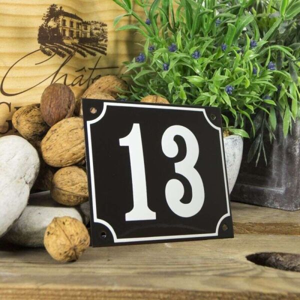 Huisnummerbord groot zwart nummer 13