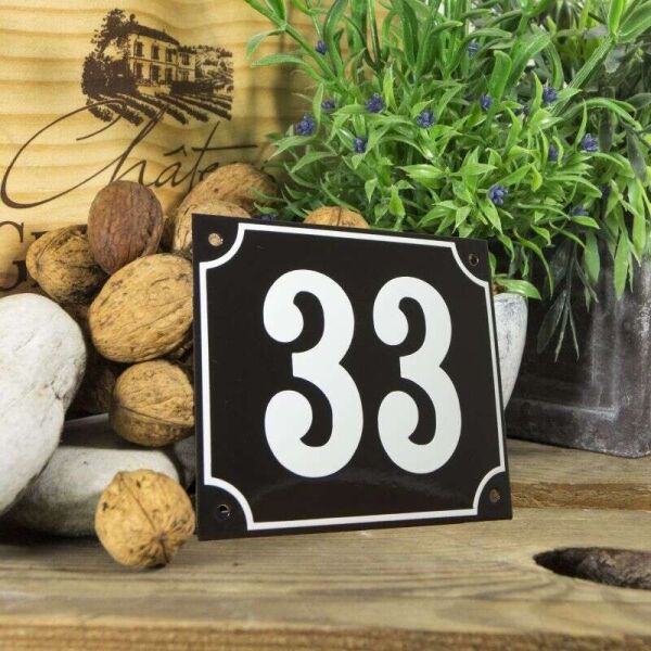 Huisnummerbord groot zwart nummer 33