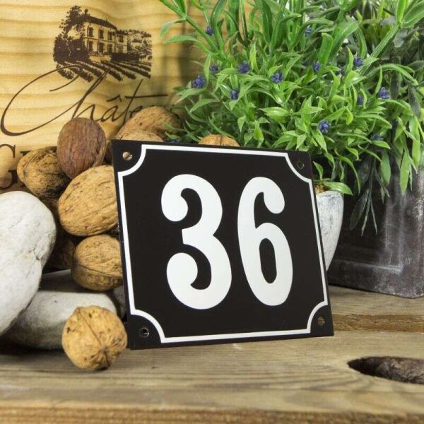 Huisnummerbord groot zwart nummer 36