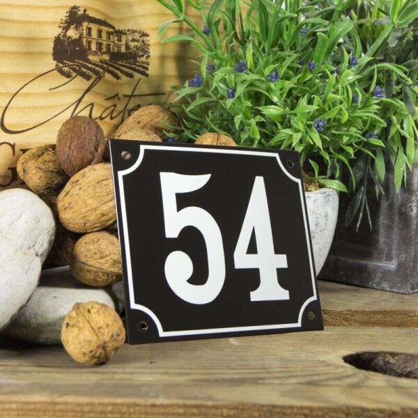 Huisnummerbord groot zwart nummer 54