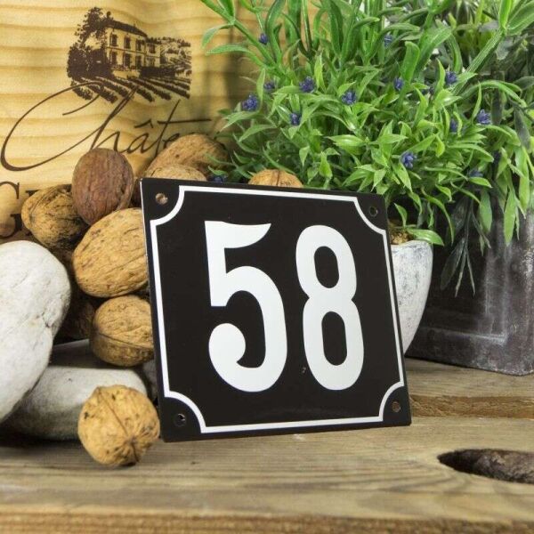 Huisnummerbord groot zwart nummer 58