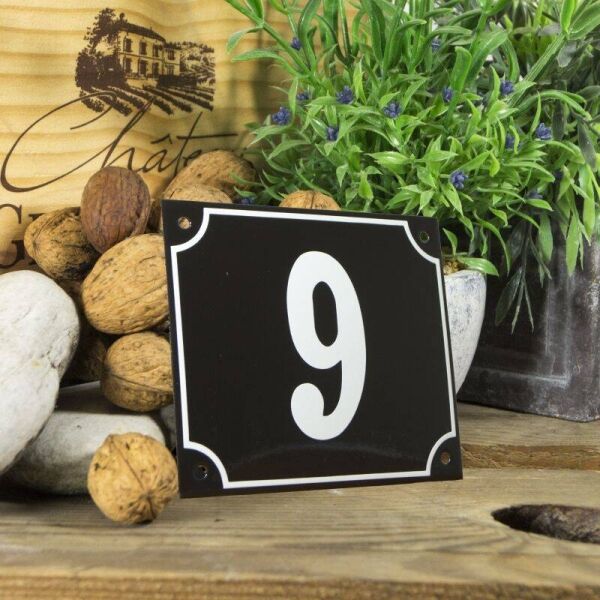 Huisnummerbord groot zwart nummer 9