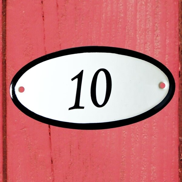 Huisnummerbordje ovaal nummer 10