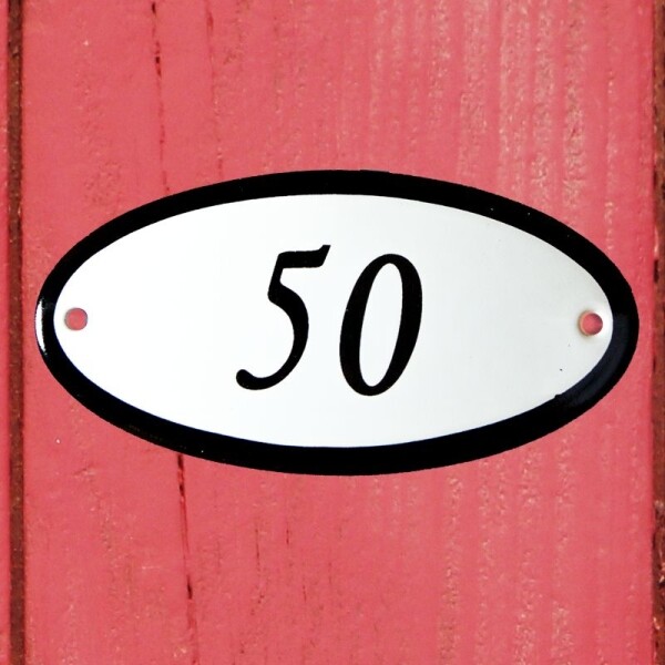 Huisnummerbordje ovaal nummer 50