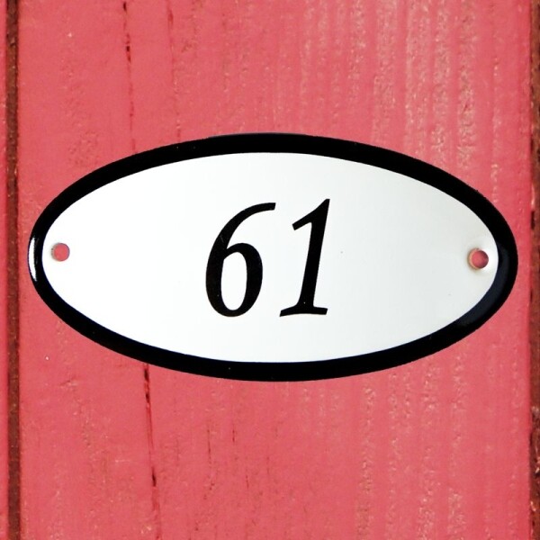 Huisnummerbordje ovaal nummer 61