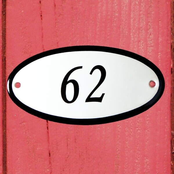Huisnummerbordje ovaal nummer 62