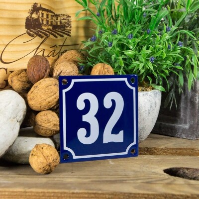 Huisnummerbord klein 'blauw' 32