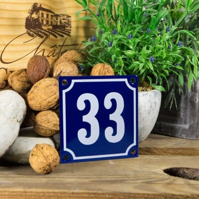 Huisnummerbord klein 'blauw' 33