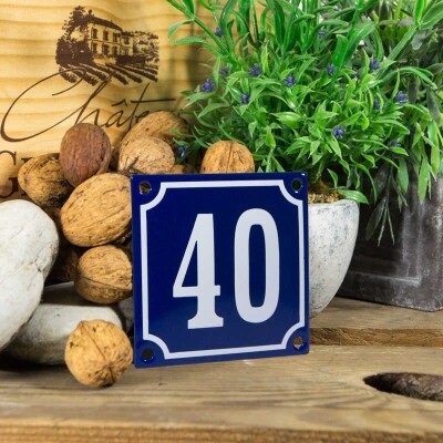 Huisnummerbord klein 'blauw' 40