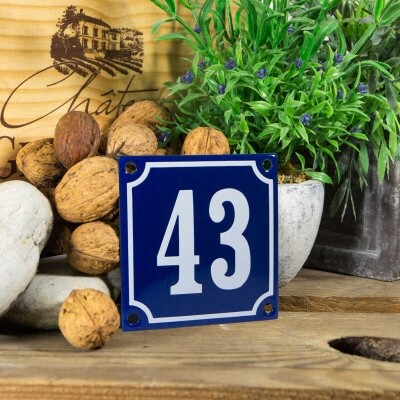 Huisnummerbord klein 'blauw' 43
