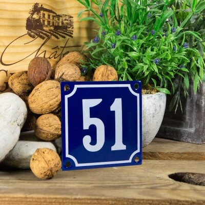 Huisnummerbord klein 'blauw' 51