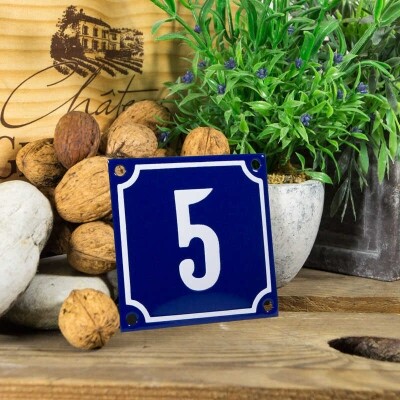 Huisnummerbord klein 'blauw' 5