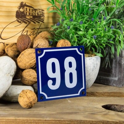 Huisnummerbord klein 'blauw' 98