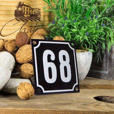 Huisnummerbord klein 'zwart' 68