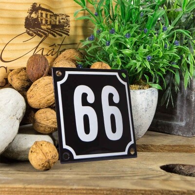 Huisnummerbord klein 'zwart' 66