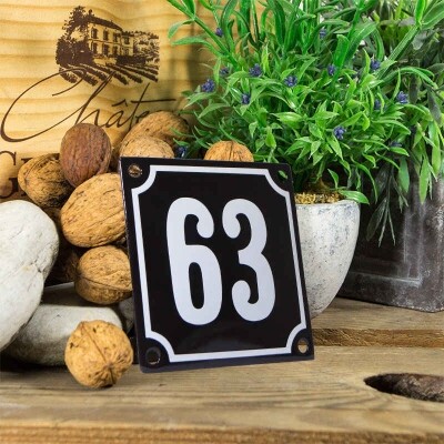 Huisnummerbord klein 'zwart' 63