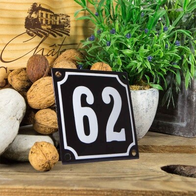 Huisnummerbord klein 'zwart' 62