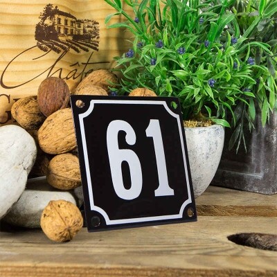 Huisnummerbord klein 'zwart' 61