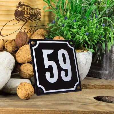 Huisnummerbord klein 'zwart' 59