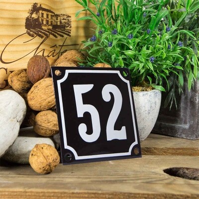 Huisnummerbord klein 'zwart' 52