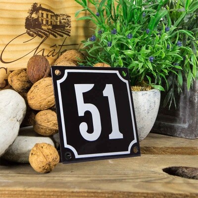 Huisnummerbord klein 'zwart' 51