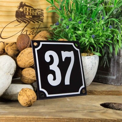 Huisnummerbord klein 'zwart' 37