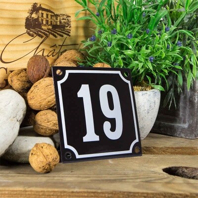 Huisnummerbord klein 'zwart' 19