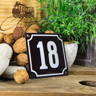 Huisnummerbord klein 'zwart' 18