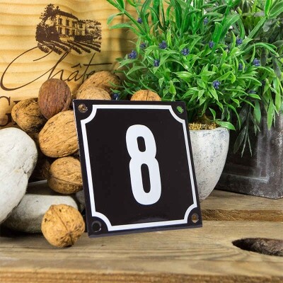 Huisnummerbord klein 'zwart' 8