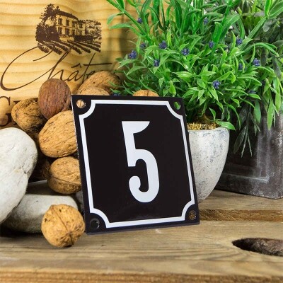 Huisnummerbord klein 'zwart' 5