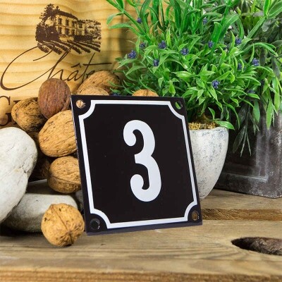 Huisnummerbord klein 'zwart' 3