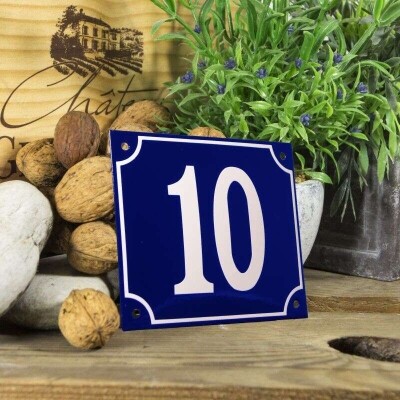 Huisnummerbord groot 'blauw' 10