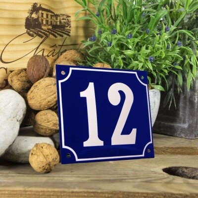 Huisnummerbord groot 'blauw' 12