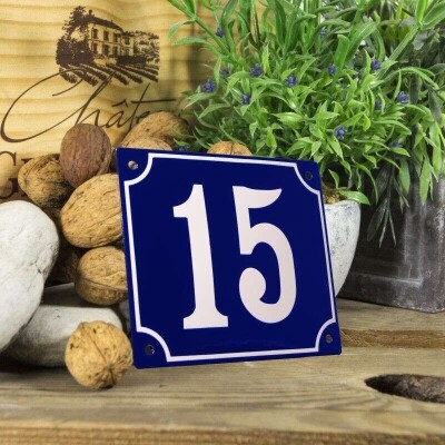 Huisnummerbord groot 'blauw' 15